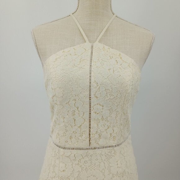 Superdown Shea Lace Dress Ivory Women's M Bodycon Mini Halter Party Cocktail - Picture 4 of 11